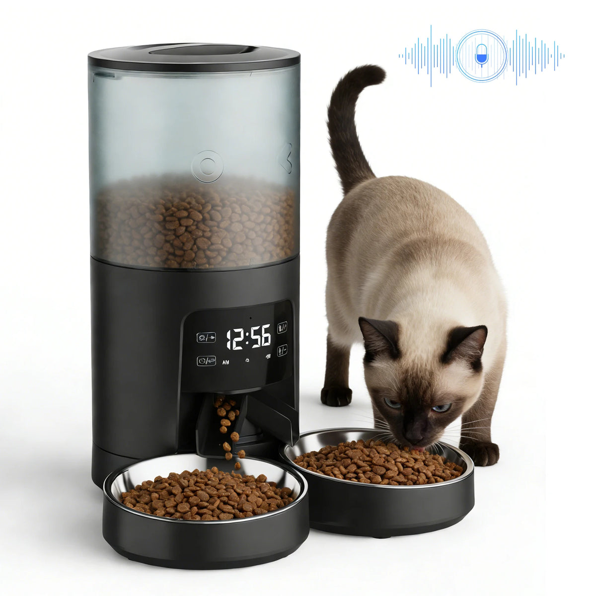 JHK Automatic Cat Feeder With Dual Stainless Bowls