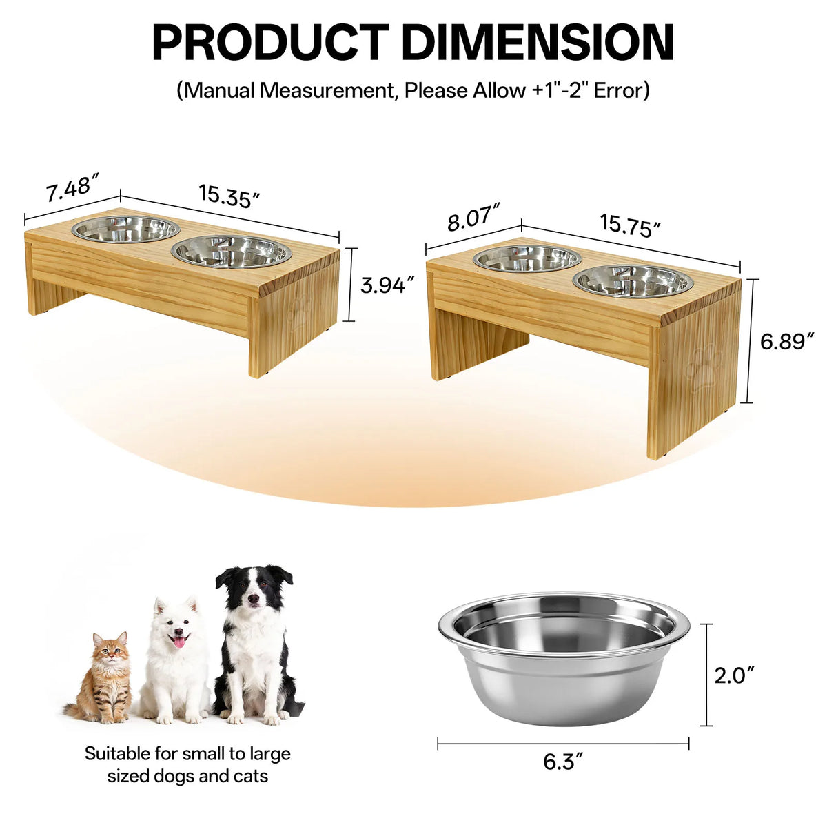 Elevated Wooden Dog Feeder With Stainless Steel Bowls