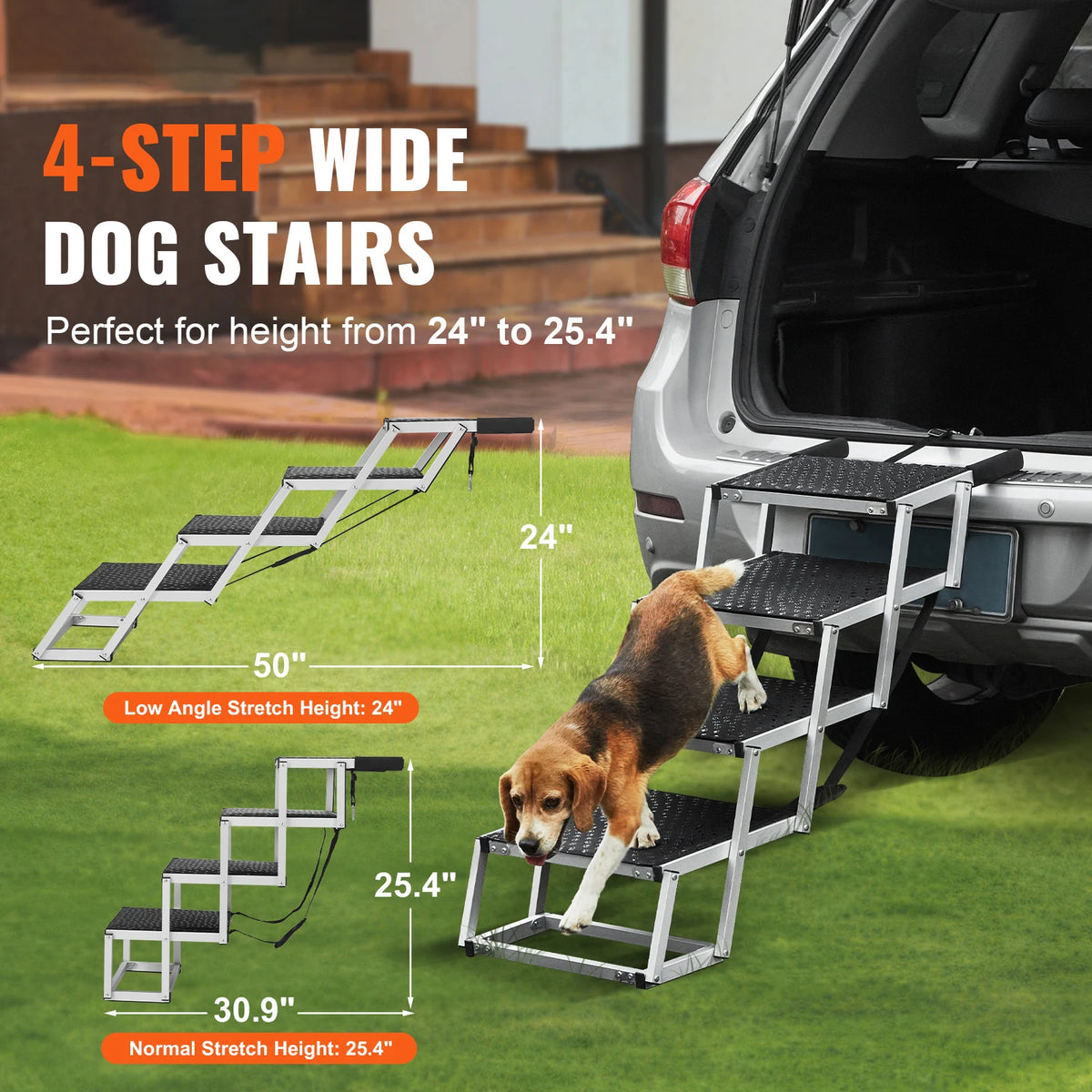 SucceBuy Dog Car Steps Folding Portable Pet Stairs 150 Lb