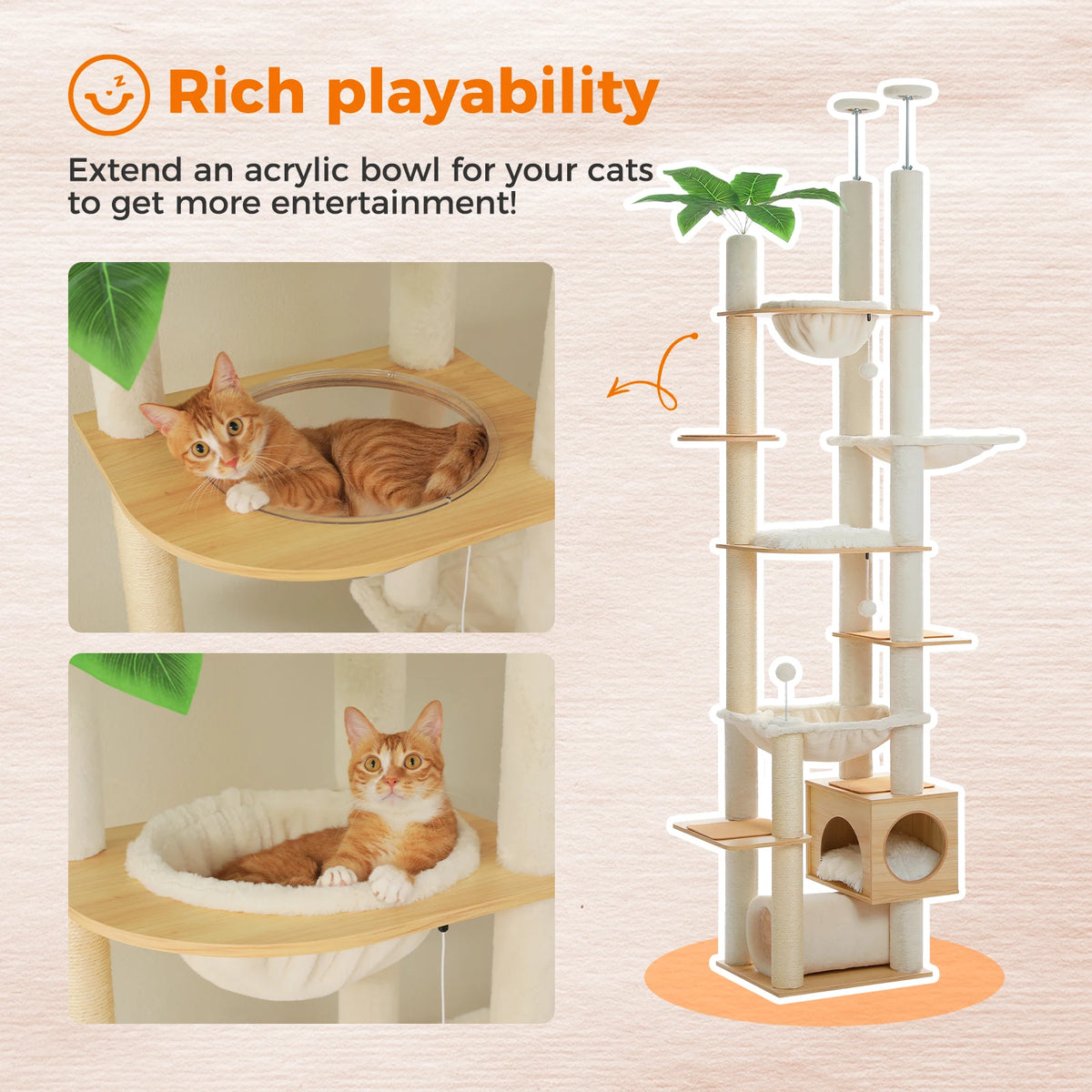 PAWZ Road Height Adjustable Cat Tree With Hammock