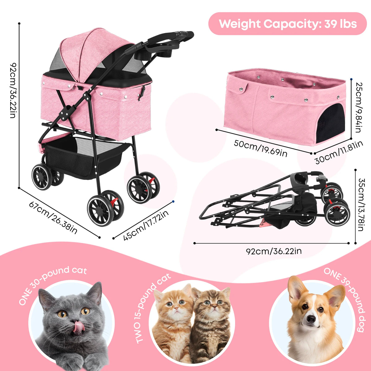 Chihuahua Pet Stroller For Small Dogs And Cats