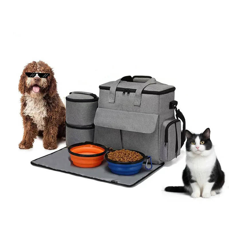 Foldable Pet Travel Backpack With Food Pouch