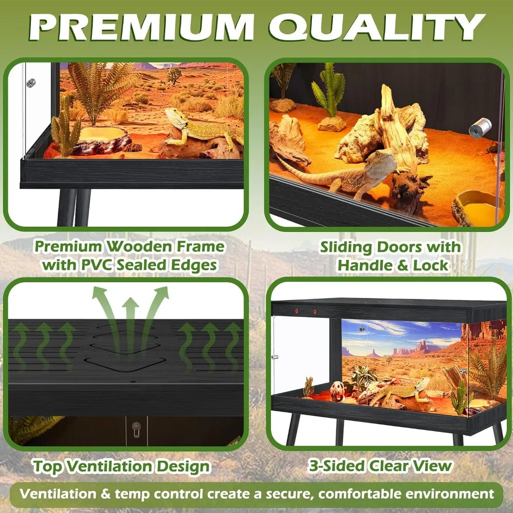 Reptile Tank With Stand And Built In Lighting