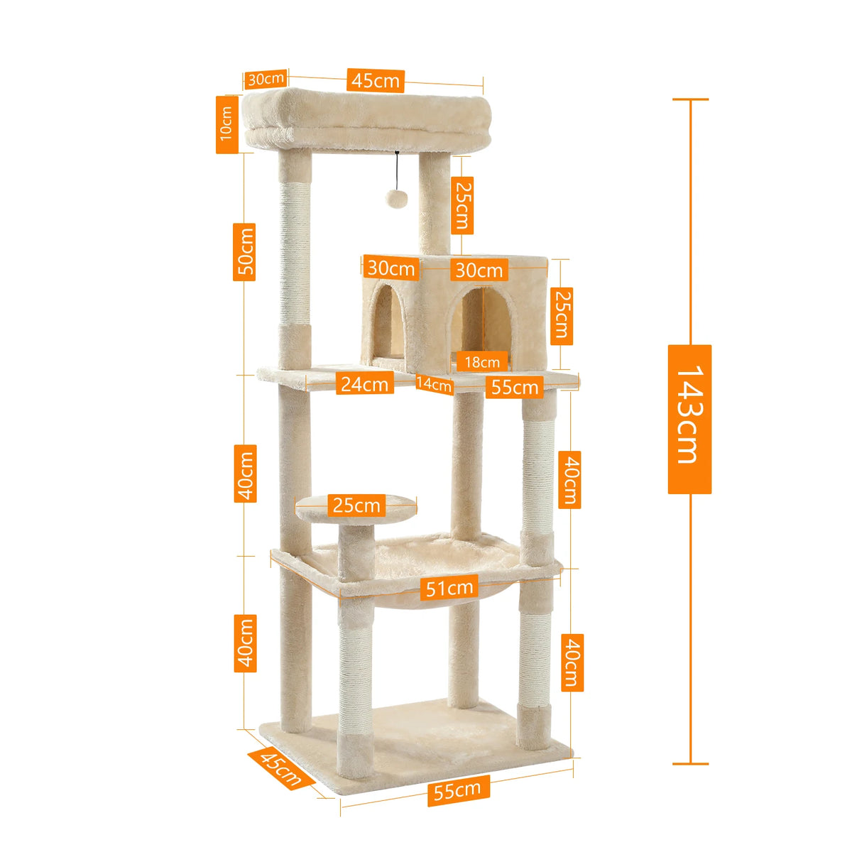 PAWZ Road Indoor Five Level Cat Tree for Large Cats
