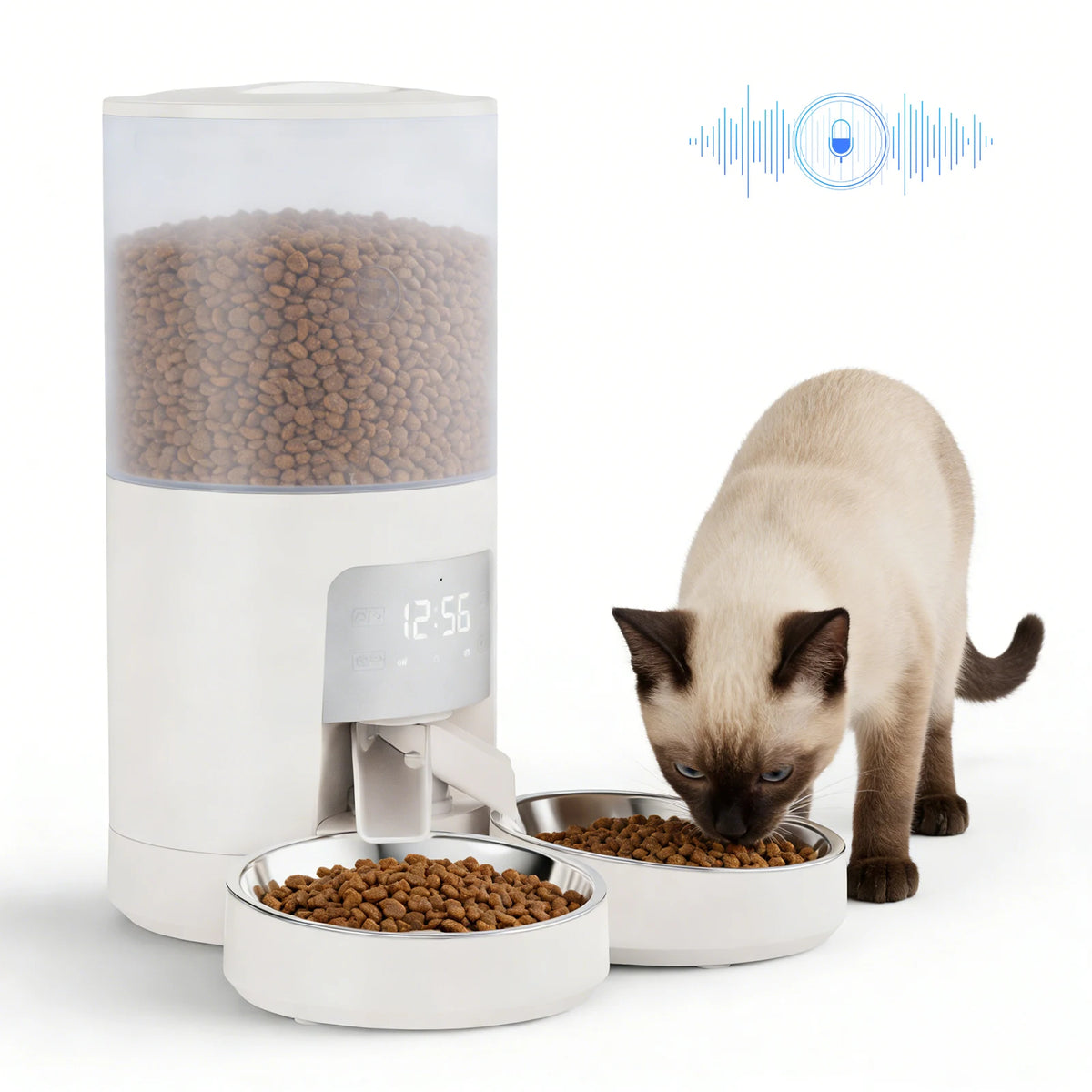 JHK Automatic Cat Feeder With Dual Stainless Bowls