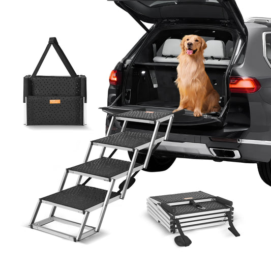 SucceBuy Dog Car Steps Folding Portable Pet Stairs 150 Lb