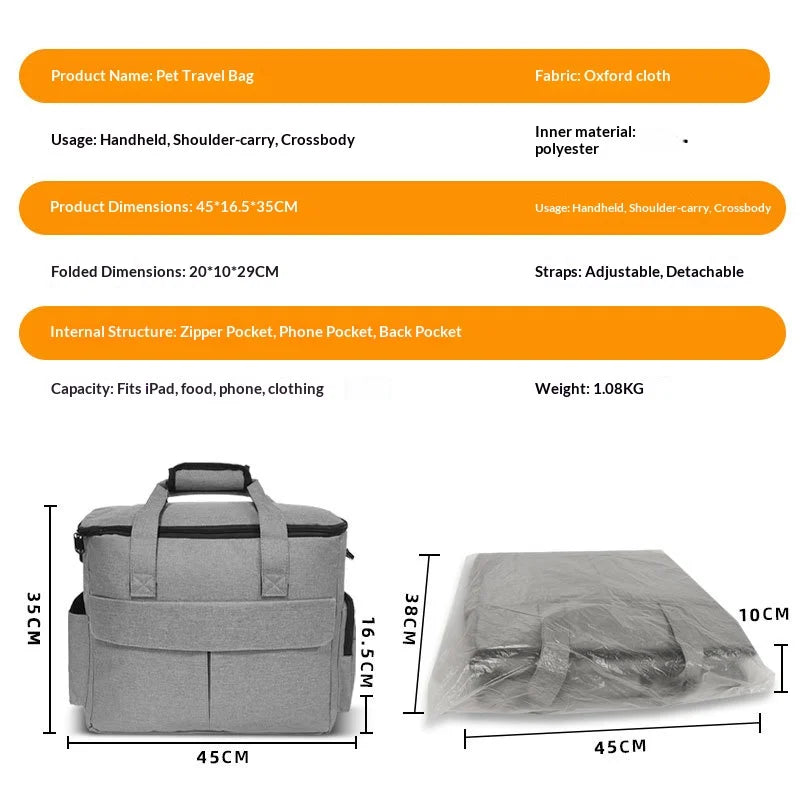 Foldable Pet Travel Backpack With Food Pouch